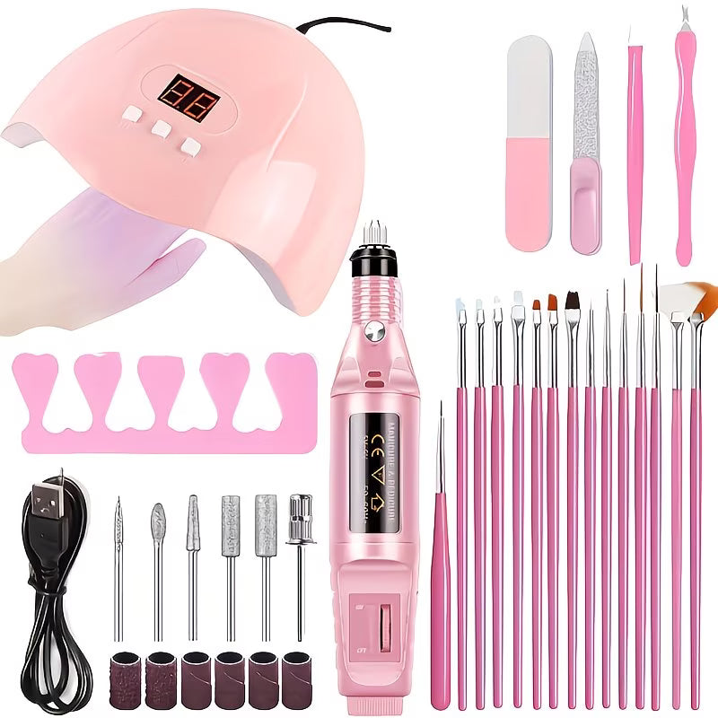 7-in-1 Nail Art Tool Set with UV Lamp & Nail Drill