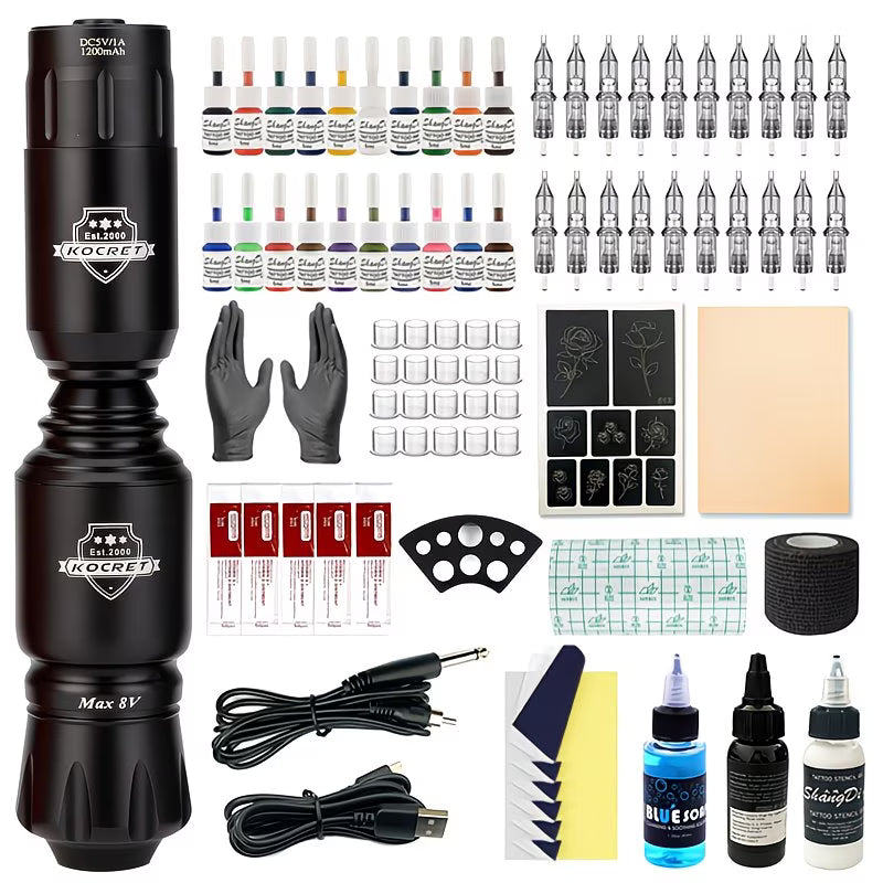 Wireless Tattoo Pen Kit with Accessories – Black / Grey / Red