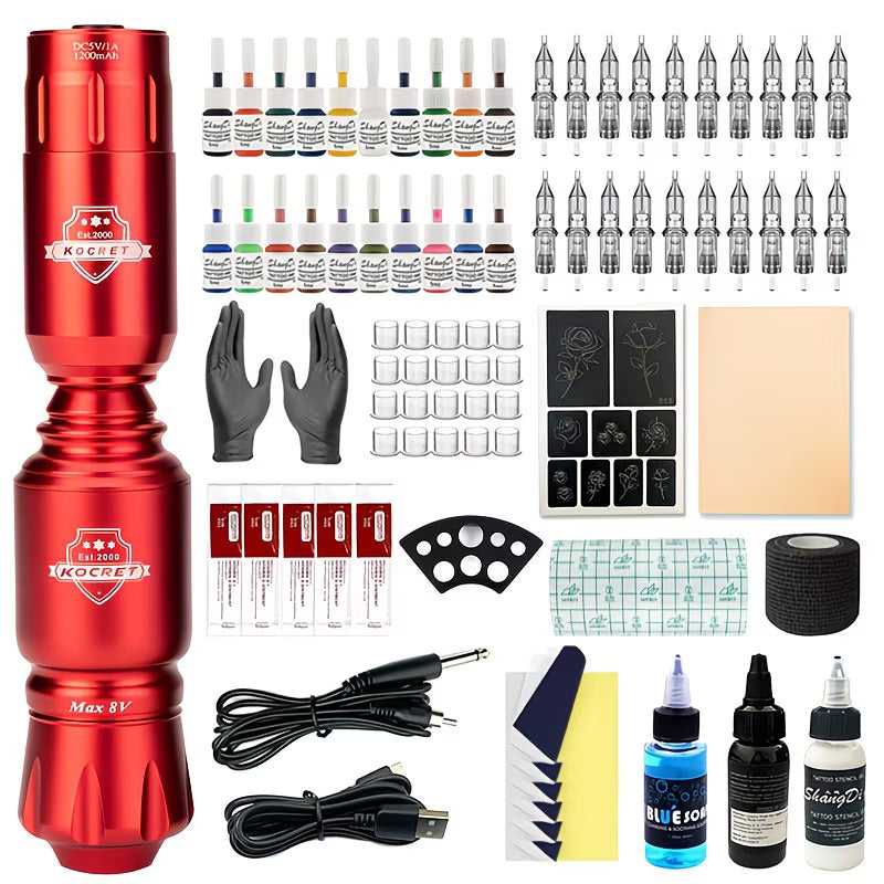 Wireless Tattoo Pen Kit with Accessories – Black / Grey / Red