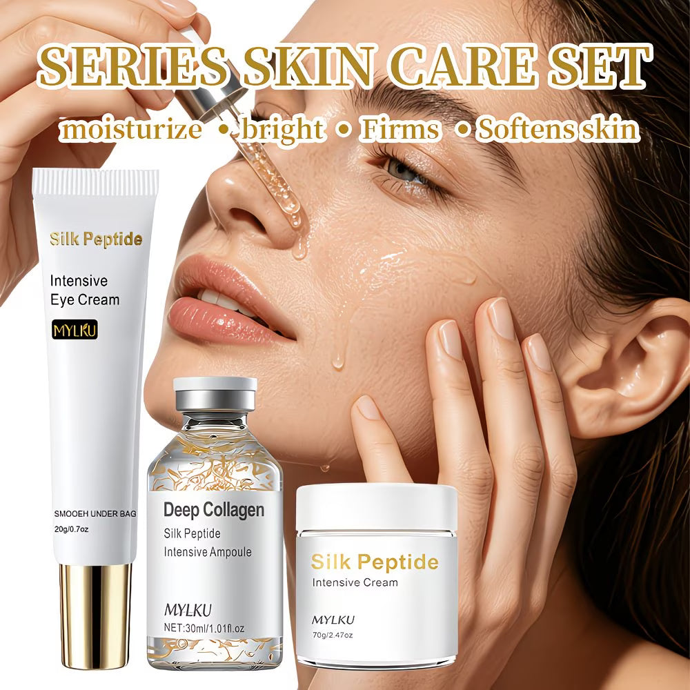 3-Piece Collagen Peptide Facial Care Set with Eye Cream, Face Cream & Serum