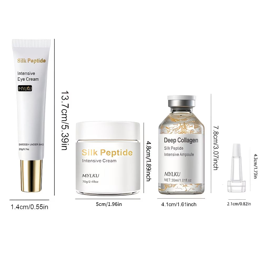 3-Piece Collagen Peptide Facial Care Set with Eye Cream, Face Cream & Serum