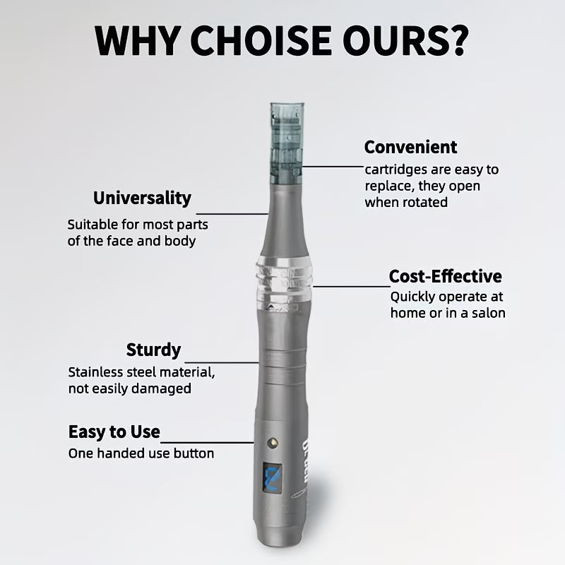 Wireless M8 Derma Pen Microneedling Device with 12 Nano Needle Cartridges