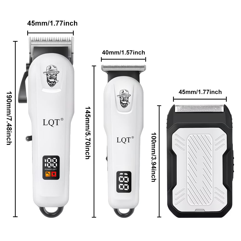 3-Piece Hair Clipper & Trimmer Set – White / Gold