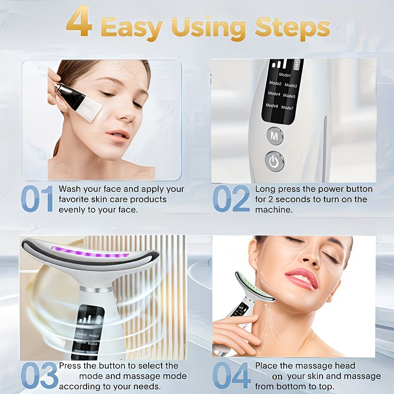 Rechargeable Face & Neck Massager with Heat & Vibration Modes