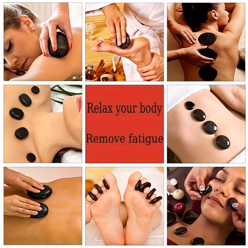 12-Piece Black Basalt Hot Stone Massage Set