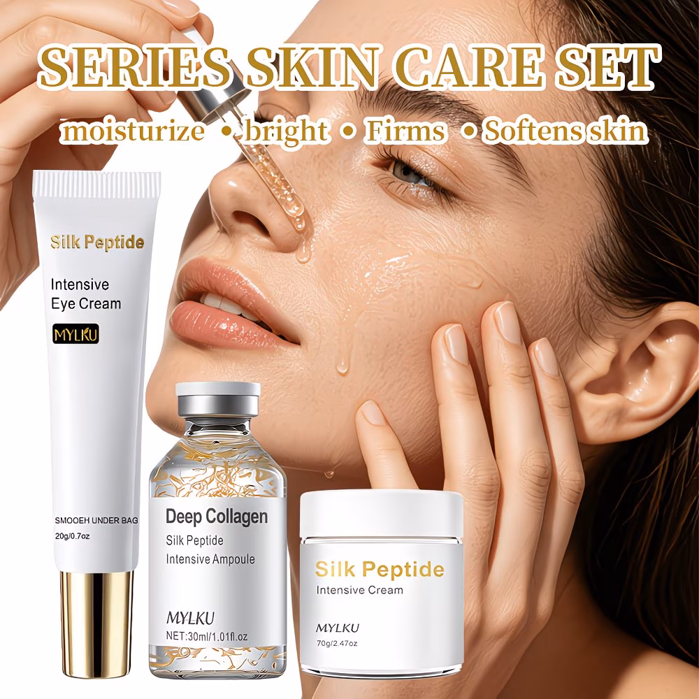 3-Piece Collagen Peptide Facial Care Set with Eye Cream, Face Cream & Serum