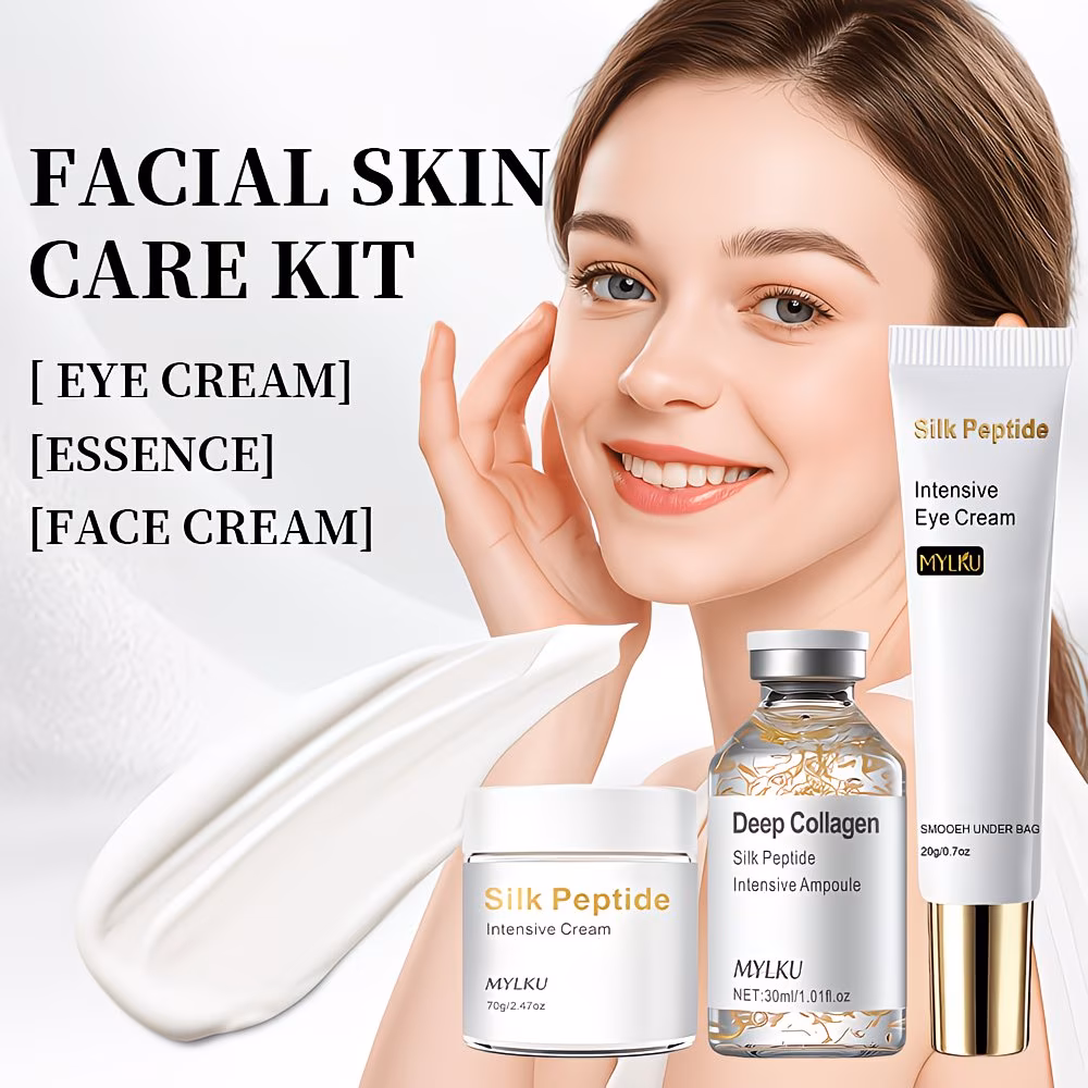 3-Piece Collagen Peptide Facial Care Set with Eye Cream, Face Cream & Serum