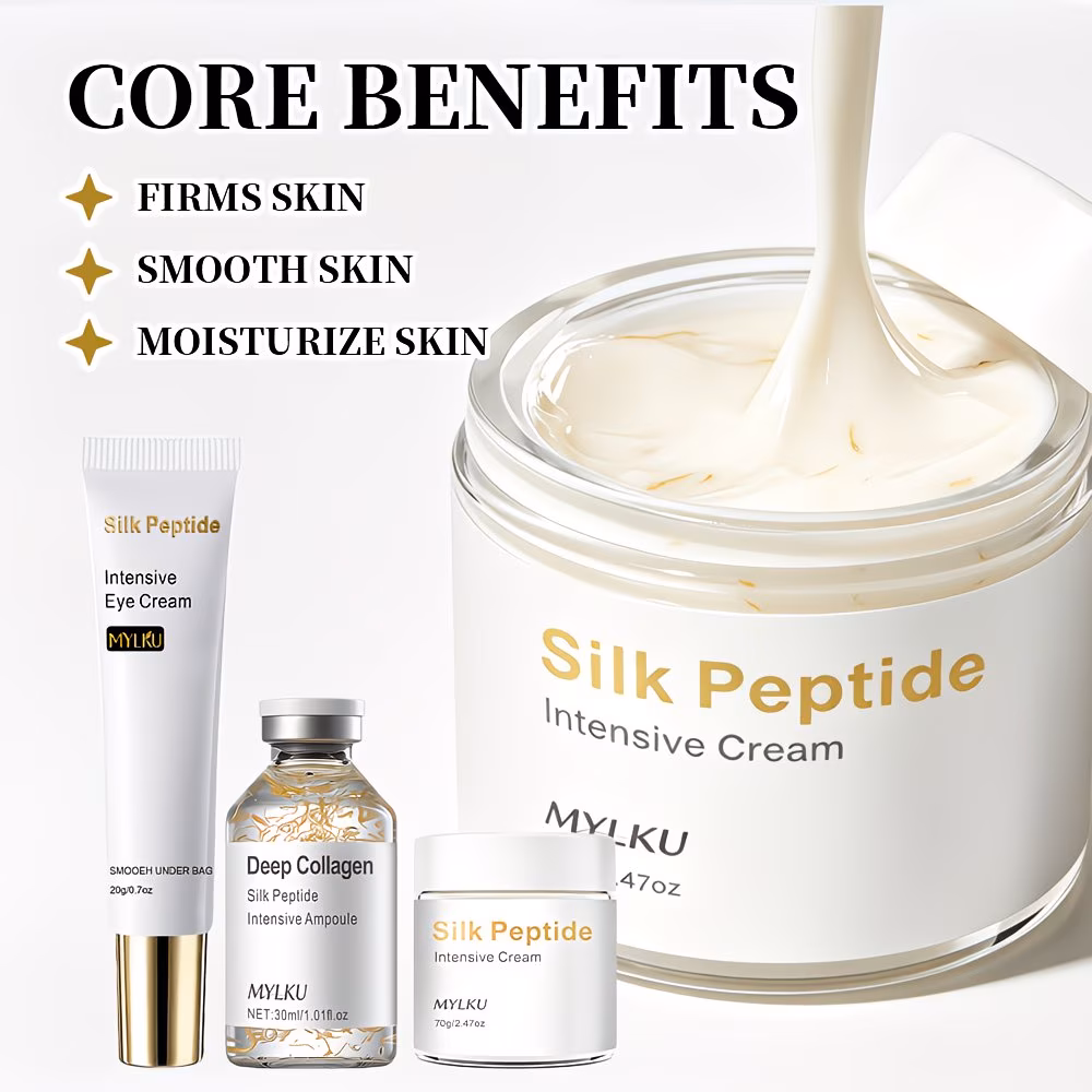 3-Piece Collagen Peptide Facial Care Set with Eye Cream, Face Cream & Serum