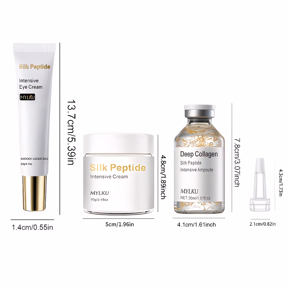 3-Piece Collagen Peptide Facial Care Set with Eye Cream, Face Cream & Serum
