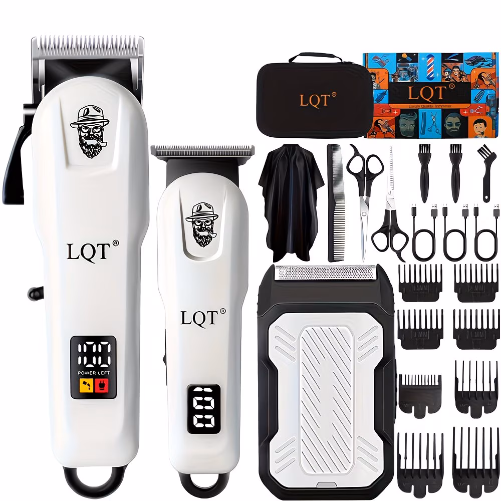 3-Piece Hair Clipper & Trimmer Set – White / Gold