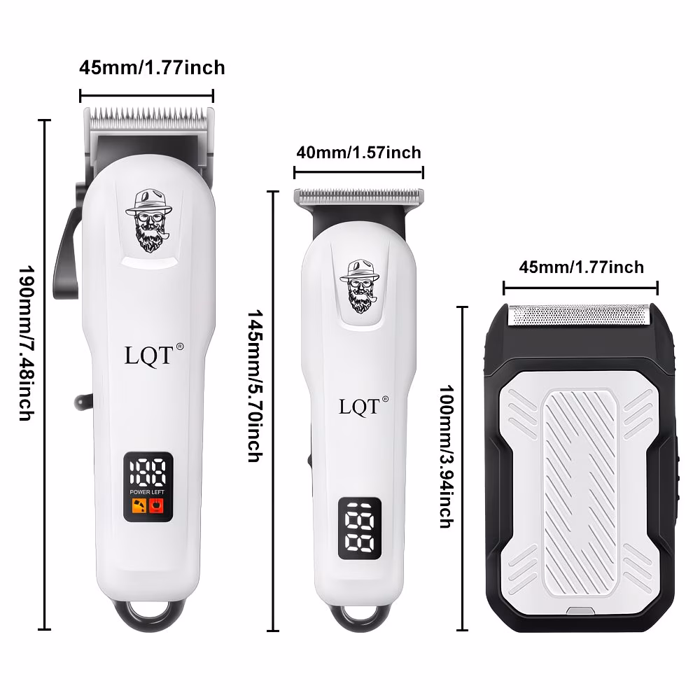 3-Piece Hair Clipper & Trimmer Set – White / Gold
