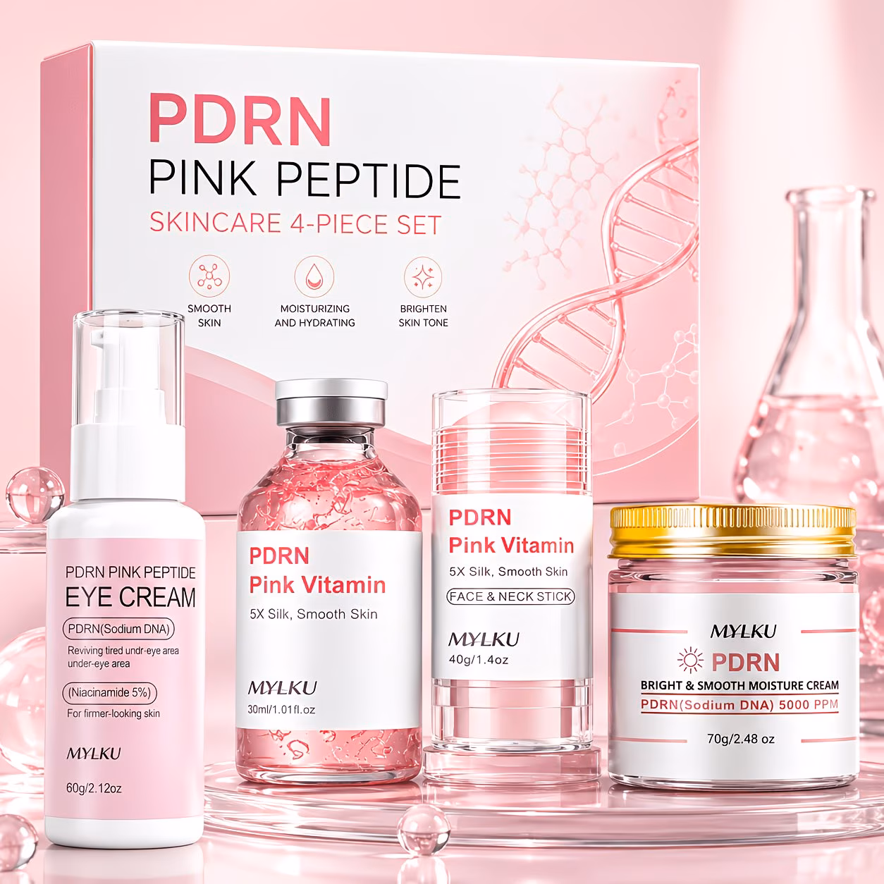 4-Piece PDRN Pink Peptide Facial Care Set