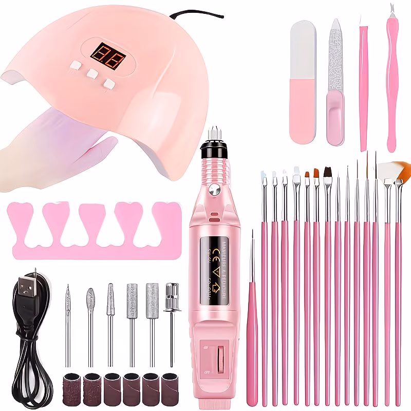 7-in-1 Nail Art Tool Set with UV Lamp & Nail Drill