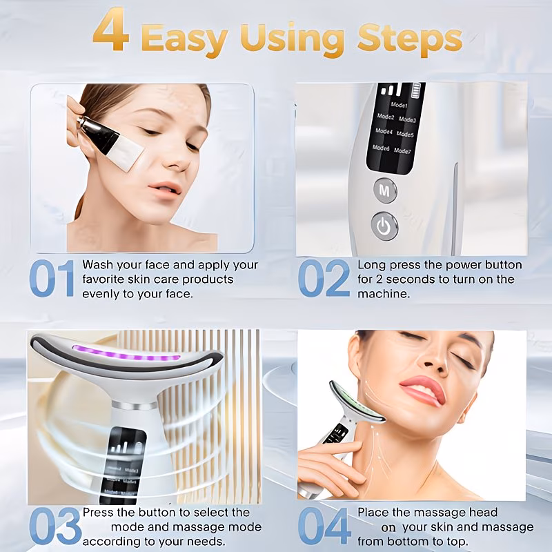 Rechargeable Face & Neck Massager with Heat & Vibration Modes