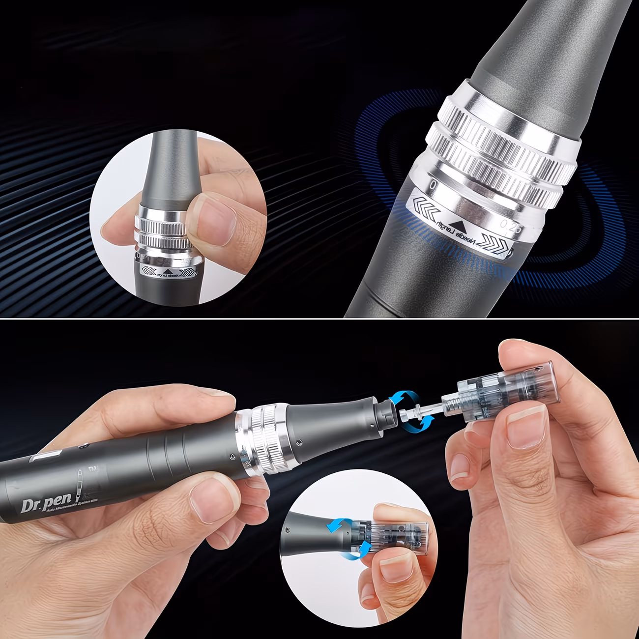 Wireless M8 Derma Pen Microneedling Device with 12 Nano Needle Cartridges