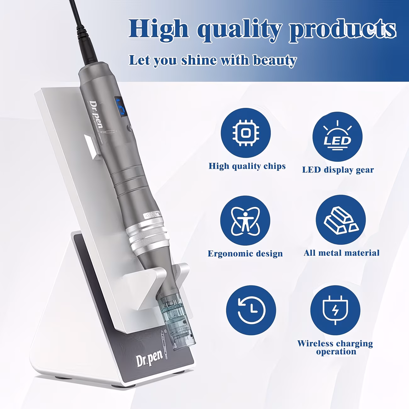 Wireless M8 Derma Pen Microneedling Device with 12 Nano Needle Cartridges