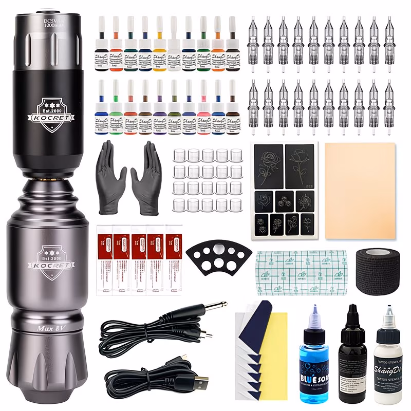 Wireless Tattoo Pen Kit with Accessories – Black / Grey / Red