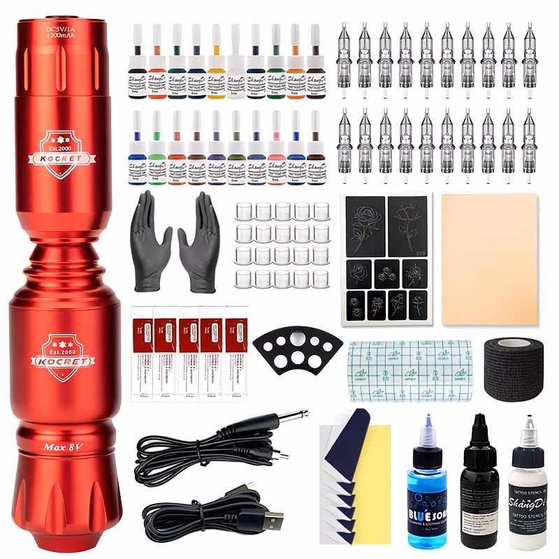Wireless Tattoo Pen Kit with Accessories – Black / Grey / Red